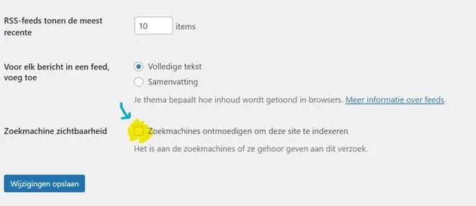 website niet vindbaar zoekmachines wordpress